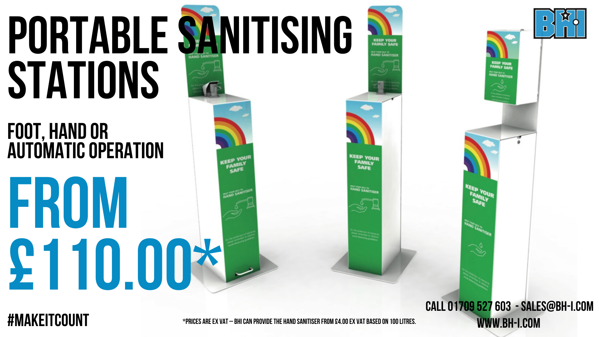 Portable hand sanitising stations for the UK - Hand pump, foot pump & automatic sanitizing dispensers